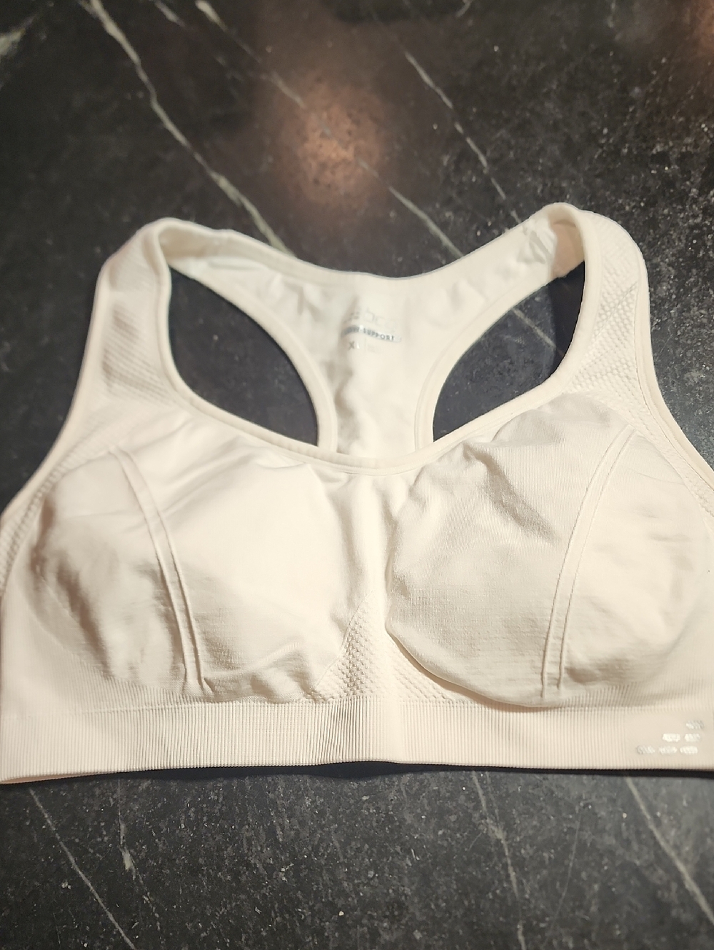 BCG Womens White Padded Sports Bra Racerback Sz XL GUC
